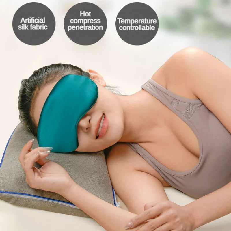Máscara de Dormir con Compresa Caliente USB de Seda Natural